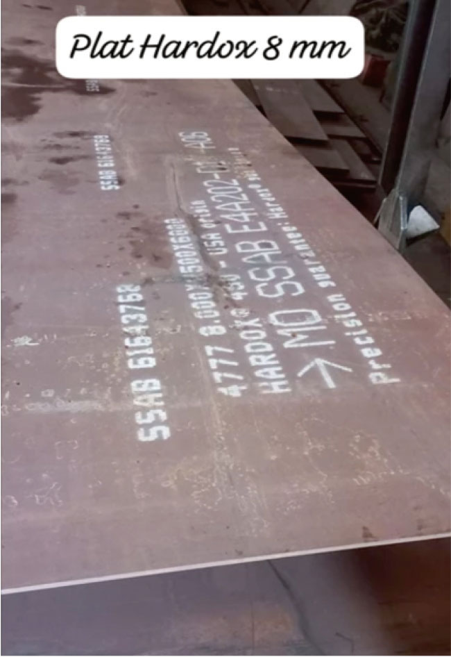 plat besi / plat baja HARDOX 450/500 TBL 8MM X 1200 X 2500